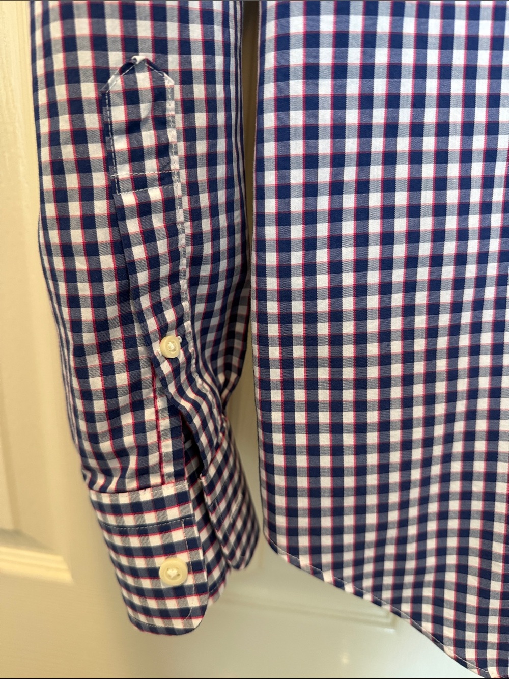 J. Crew Men’s Blue, Red & White Gingham Button-Down Shirt - Picture 5 of 5